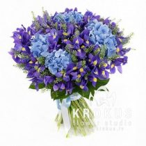 Pušķis no īrisiem un hortenzijām "Safīrs"