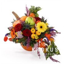 Kompozīcija ķirbī - Rudens dārzs