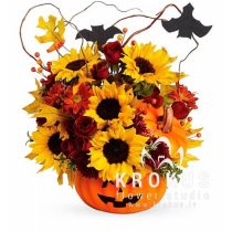 Kompozīcija ķirbī - Ziedošais Džeks