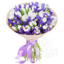 Bouquet of irises and tulips