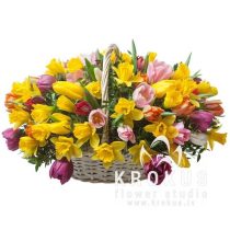 Basket of spring flowers