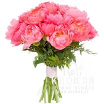 Koraļļu krāsas peonijas