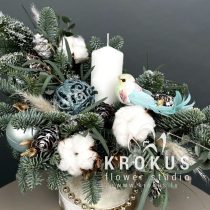 Winter composition with candle