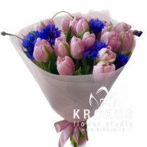 Rudzupuķu un tulpju pušķis