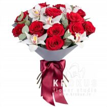 Pušķis no rozēm un orhidejām "Nektārs"