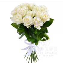 Baltu rožu pušķis 50 cm