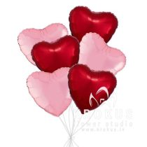 FOLIJA BALONS ROZĀ UN SARKANA SIRDS 5 gb.